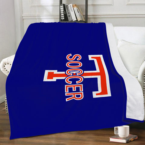 Micro Fleece Blanket - Big T Soccer on Blue