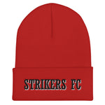 Cuffed Beanie - Black Strikers FC on Red