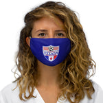 Snug-Fit Face Mask - Soccer Shield on Blue