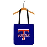 Cloth Tote - Big T Soccer on Blue