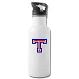 Stainless Steel Water Bottle with Straw - Big T - white