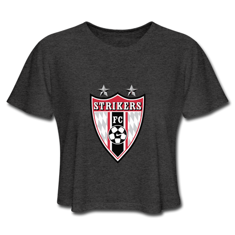 Women's Cropped T-Shirt - Strikers FC Shield - deep heather