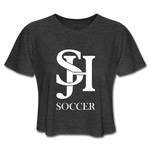 Women's Cropped T-Shirt - Soccer - deep heather