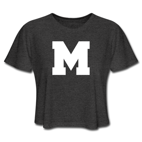 Women's Cropped T-Shirt - M (White Logo) - deep heather
