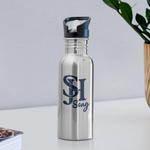 Stainless Steel Water Bottle with Straw 20oz - SJH Song - silver