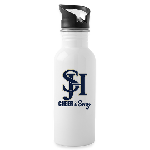 Stainless Steel Water Bottle with Straw 20oz - SJH Cheer & Song - white