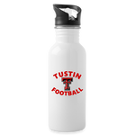 Stainless Steel Water Bottle with Straw 20oz - Double T Football - white