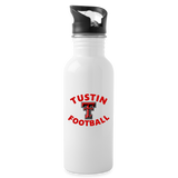 Stainless Steel Water Bottle with Straw 20oz - Double T Football - white
