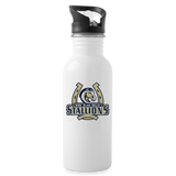 Stainless Steel Water Bottle with Straw 20oz - Stallions Horseshoe - white