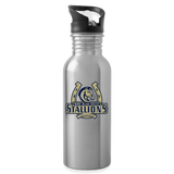 Stainless Steel Water Bottle with Straw 20oz - Stallions Horseshoe - silver