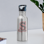 Water Bottle with Straw - S Rebels - silver