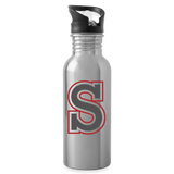Water Bottle with Straw - S - silver
